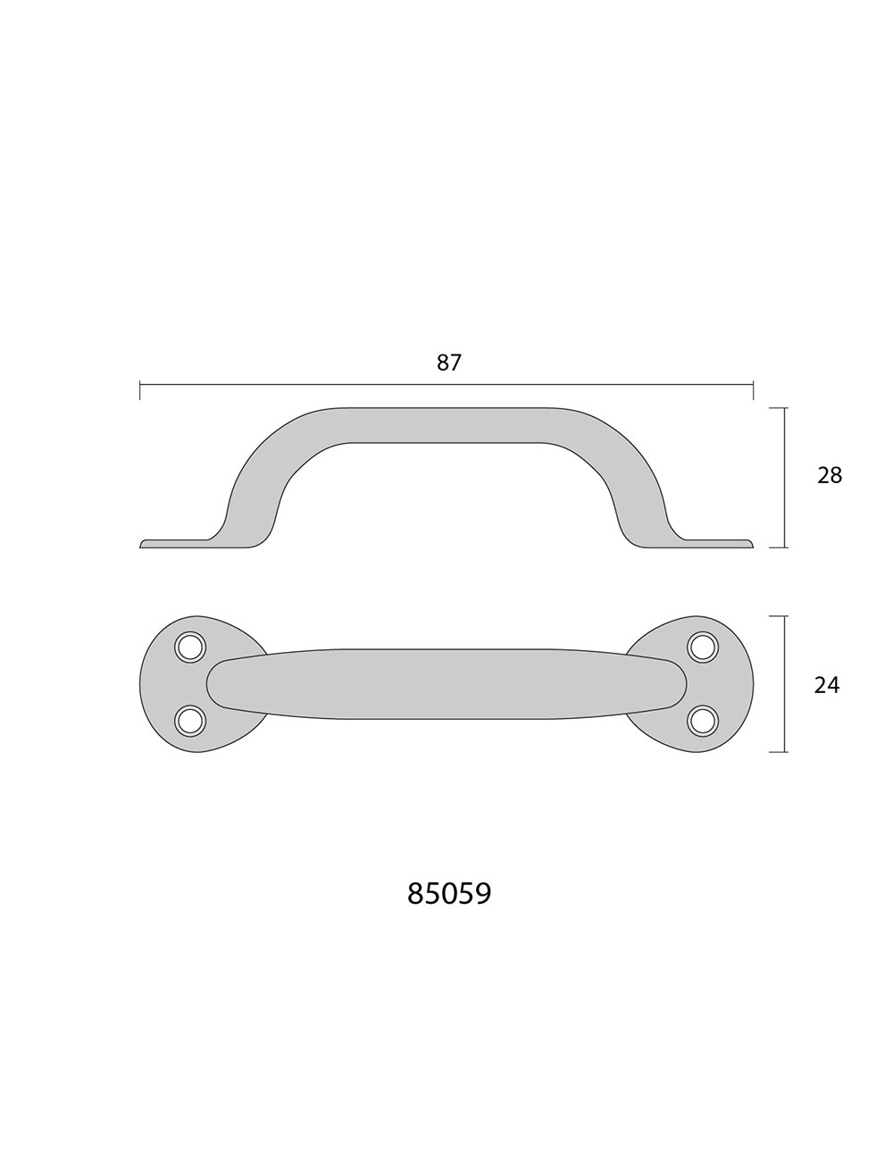 Tirador de puerta de chapa metálica plegada 85mm