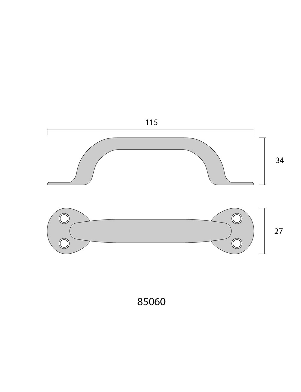 Tirador de puerta de chapa metálica plegada 115mm