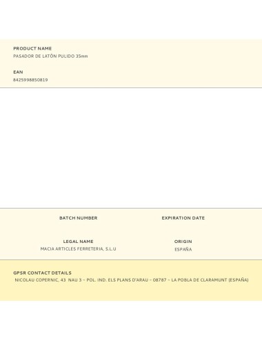 Pasador de latón pulido 35mm