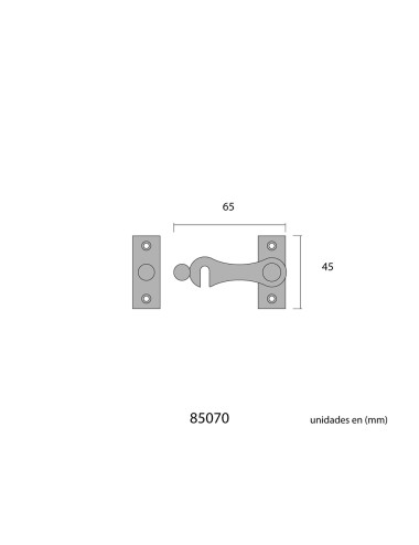 Pestillo derecho hierro cromo 6cm