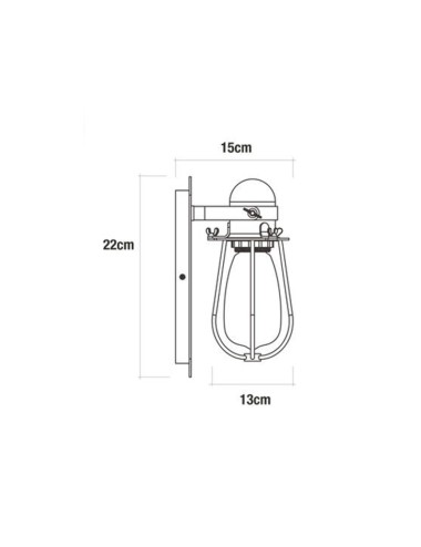 Aplique de pared metalico vintage e27 60 w color negro 15 x 22 cm