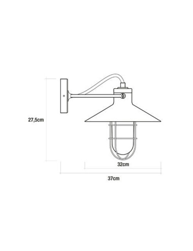 Aplique de pared metalico vintage e27 60 w color negro ø32 x 37 x 27,5 cm