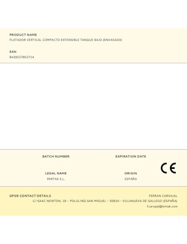 Flotador vertical compacto extensible tanque bajo (envasado)