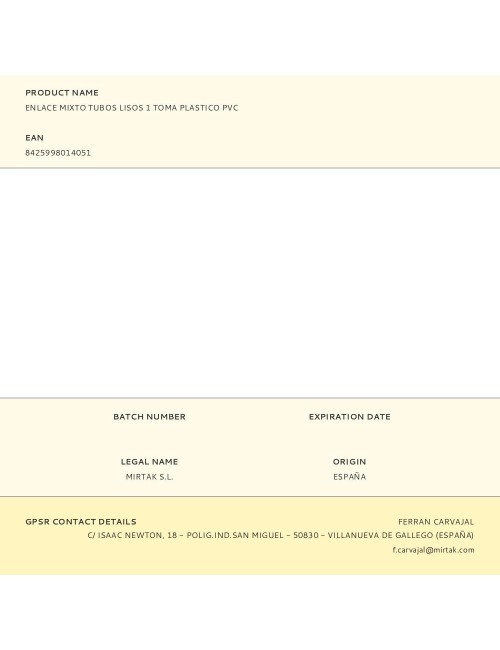 Enlace mixto tubos lisos 1 toma plastico pvc