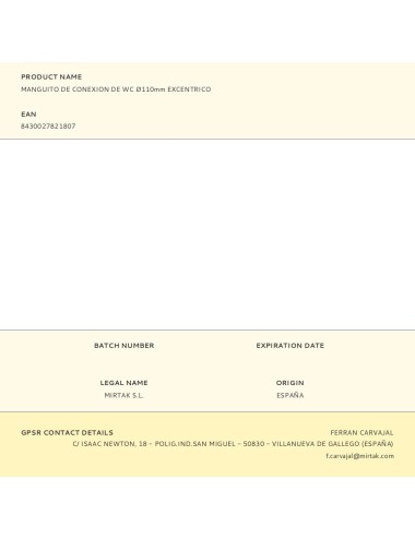 Manguito de conexion de wc ø110mm excentrico