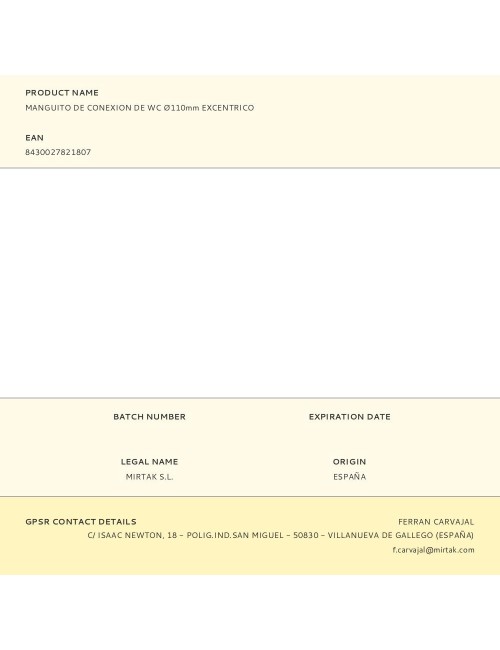 Manguito de conexion de wc ø110mm excentrico