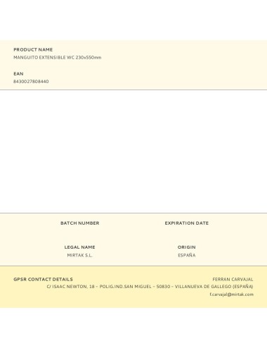 Manguito extensible wc 230x550mm