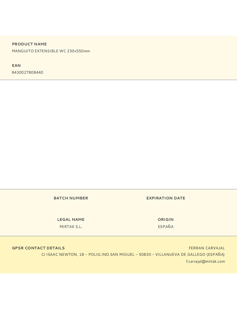 Manguito extensible wc 230x550mm