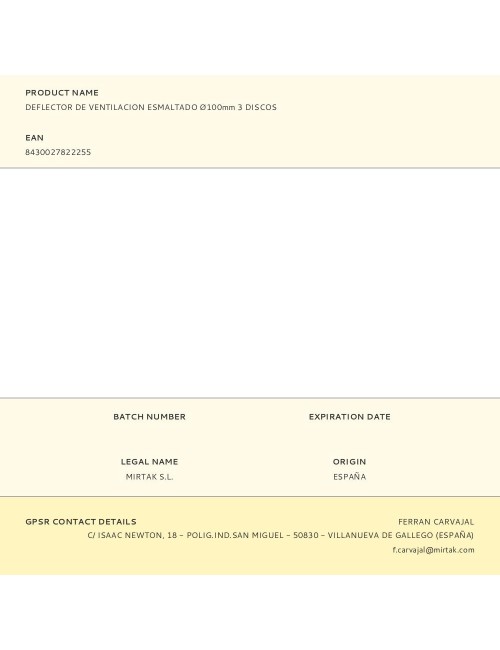 Deflector de ventilacion esmaltado ø100mm 3 discos