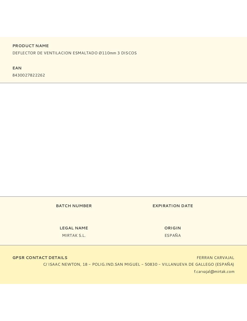 Deflector de ventilacion esmaltado ø110mm 3 discos