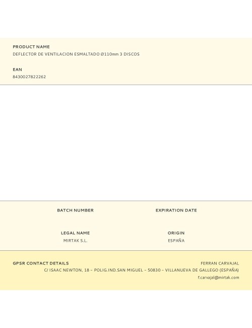 Deflector de ventilacion esmaltado ø110mm 3 discos