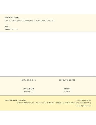 Deflector de ventilacion esmaltado ø120mm 3 discos