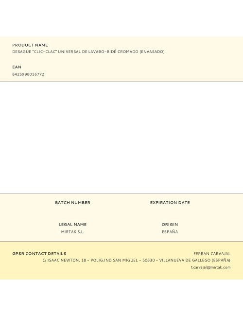 Desagüe "clic-clac" universal de lavabo-bidé cromado (envasado)