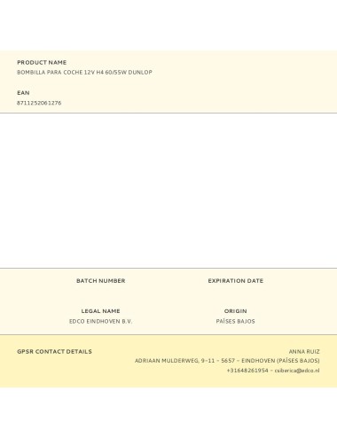 Bombilla para coche 12v h4 60/55w dunlop