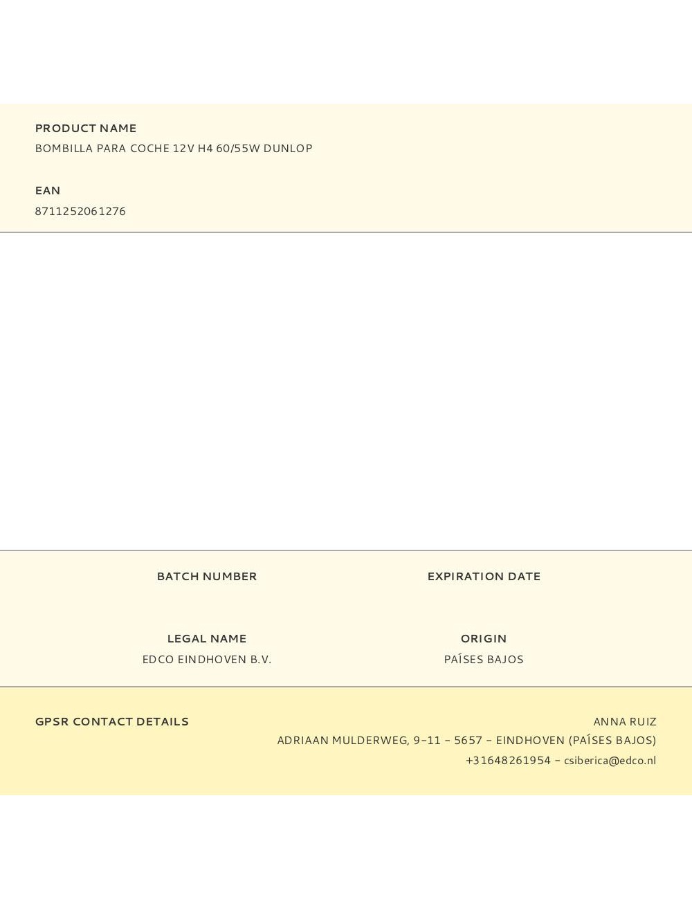 Bombilla para coche 12v h4 60/55w dunlop