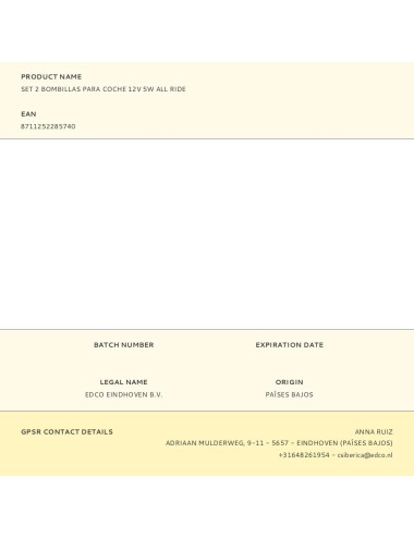 Set 2 bombillas para coche 12v 5w all ride