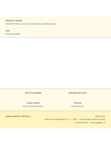 Soporte para 1 bicicleta ajustable 280x90x320mm