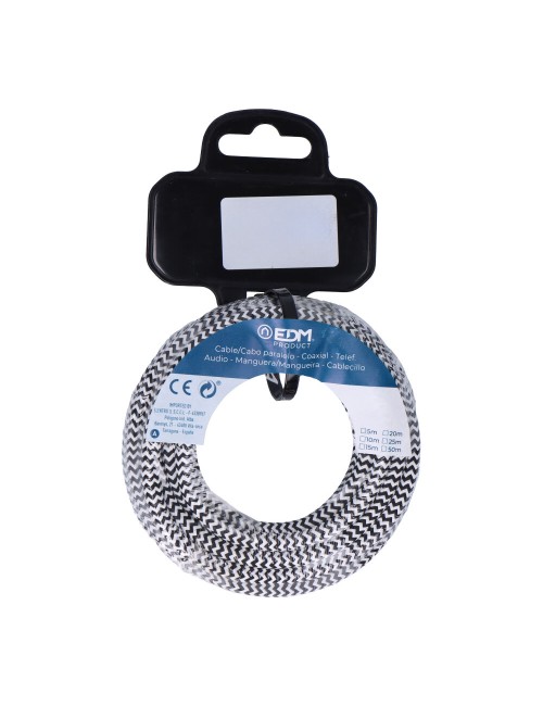 Carrete cable cordón tubular h03vv-f 2 x 0,75 mm rallado blanco/negro, 25 m euro/m