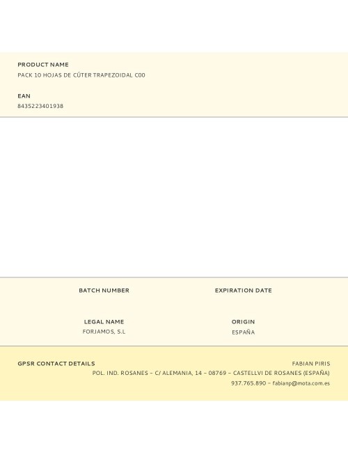 Pack 10 hojas de cúter trapezoidal c00