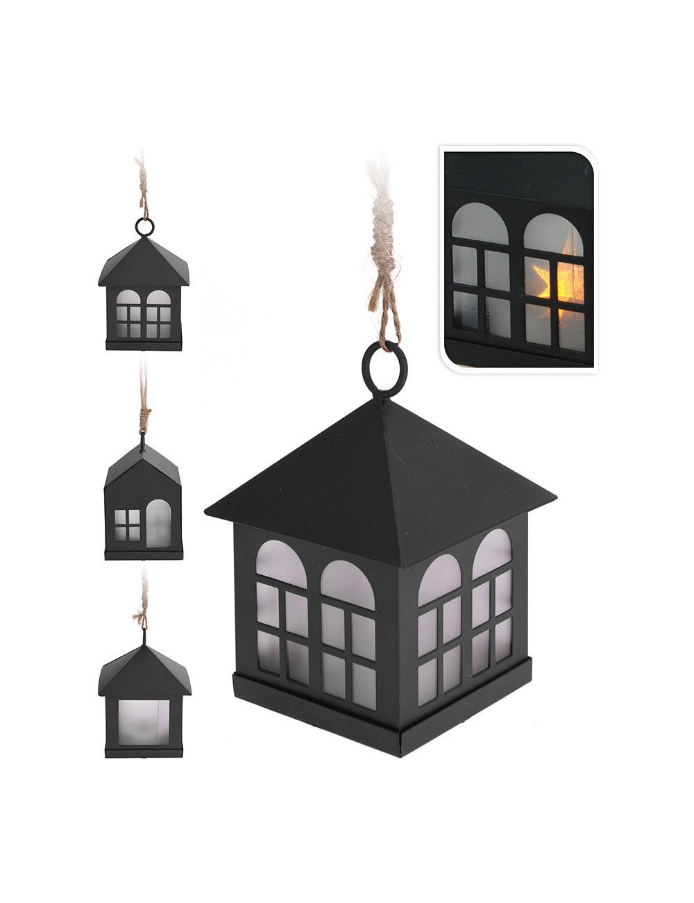 Farolito de led 6 x 8 cm negro