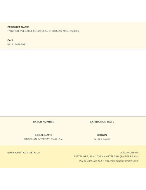 Taburete plegable colores surtidos 27x28x21cm 80kg