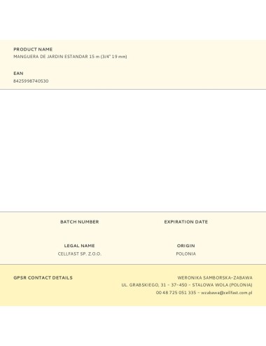 Manguera de jardin estandar 15 m (3/4" 19 mm)