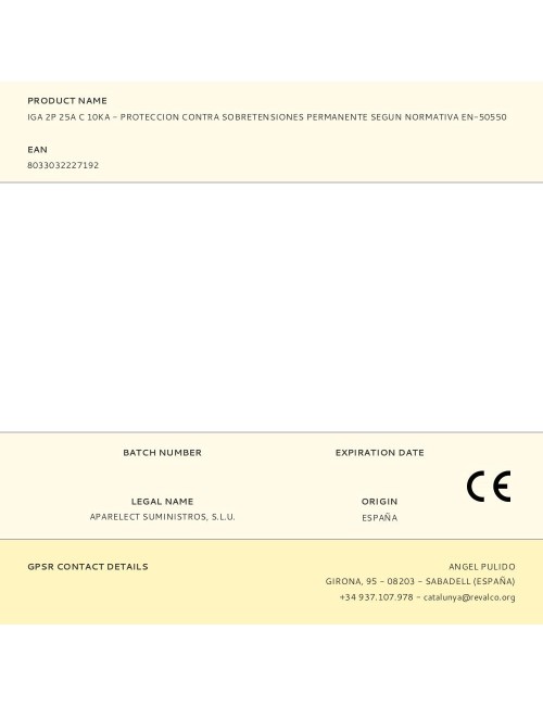 Iga 2p 25a c 10ka - proteccion contra sobretensiones permanente segun normativa en-50550