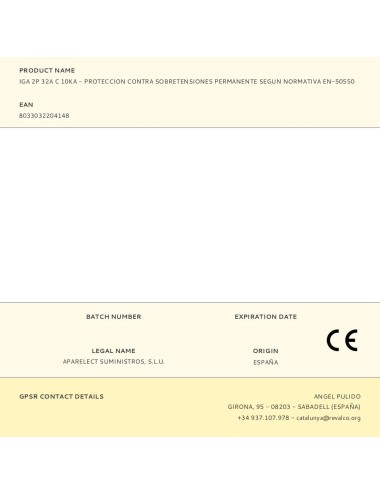 Iga 2p 32a c 10ka - proteccion contra sobretensiones permanente segun normativa en-50550