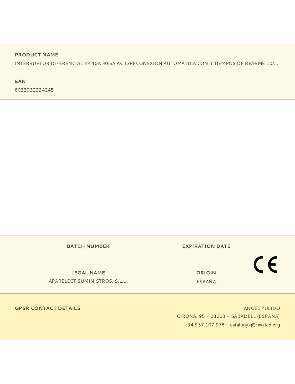 Interruptor diferencial 2p 40a 30ma ac c/reconexion automatica con 3 tiempos de rearme 10/60/300 segundos