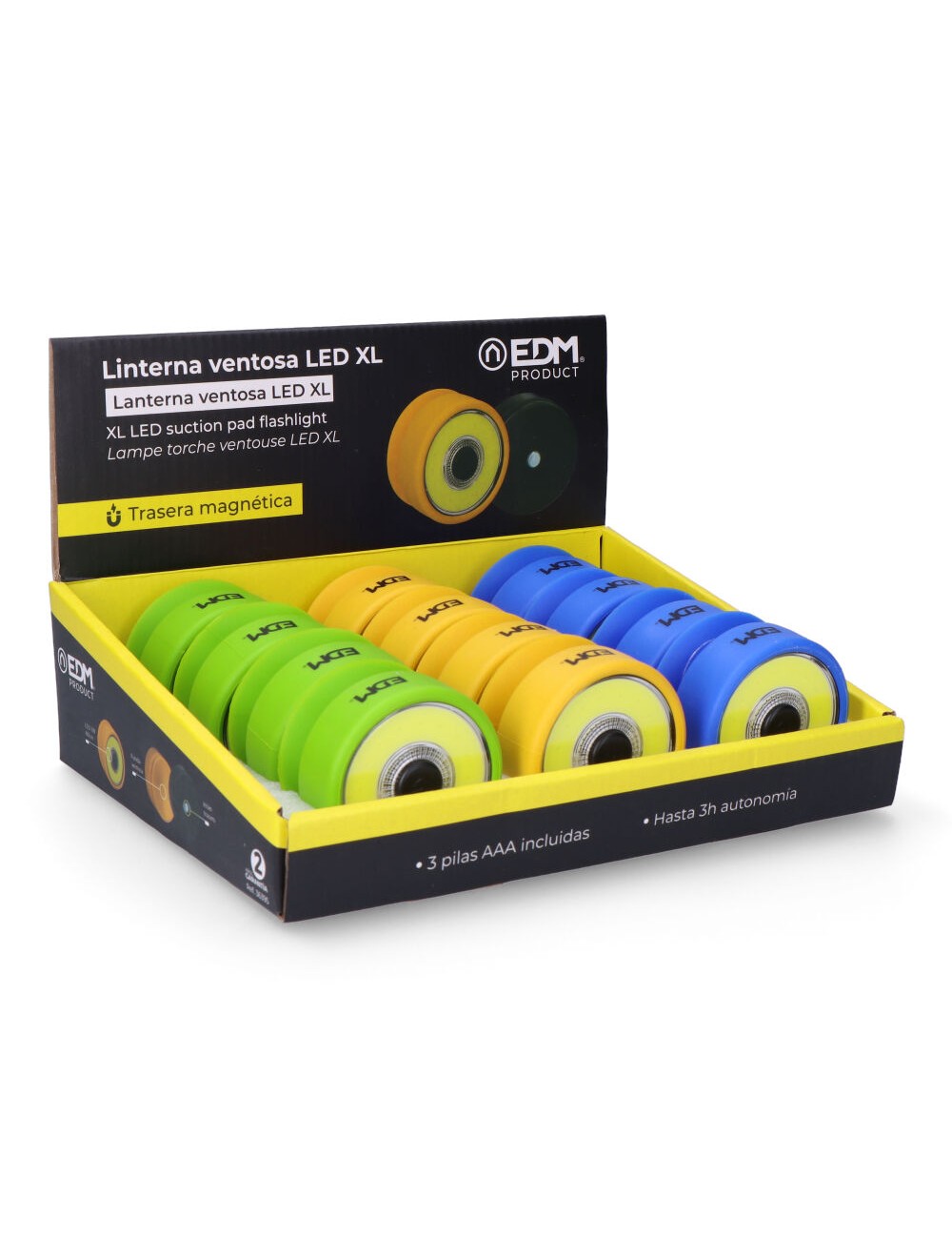 Linterna ventosa led xl grip work colores surtidos 3xaaa (incluidas)