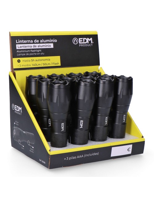 Linterna led tactical force, zoom, aluminio, 3 w 140 lm 3xaaa (incluidas)