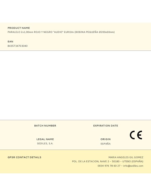 Paralelo 2x1,00mm rojo y negro "audio" euro/m (bobina pequeña ø200x60mm)