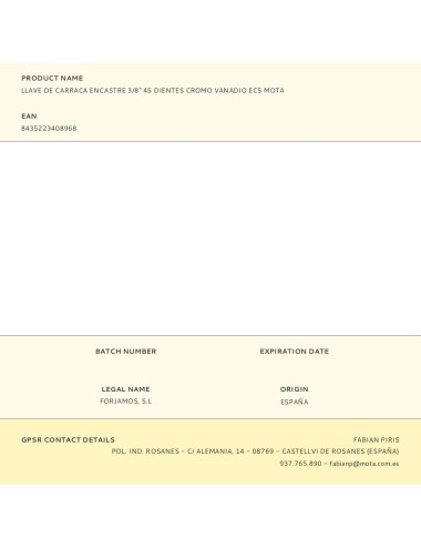 Llave de carraca encastre 3/8" 45 dientes cromo vanadio ec5 mota