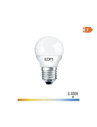 Bombilla esferica led e27 7 w 600 lm 6400 k luz fria ø4,5 x 8 cm