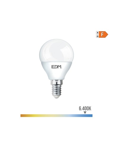 Bombilla esferica led e14 7 w 600 lm 6400 k luz fria ø4,5 x 8 cm