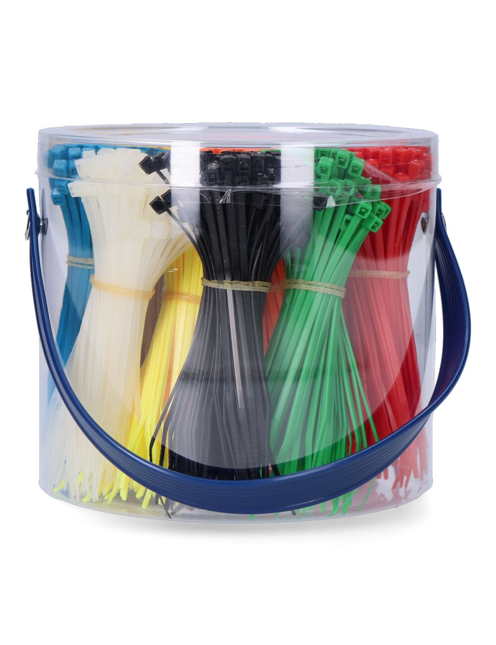 Set de 1000 bridas 100 x 2,5 mm, colores varios, presentacion en bote, nylon alta calidad