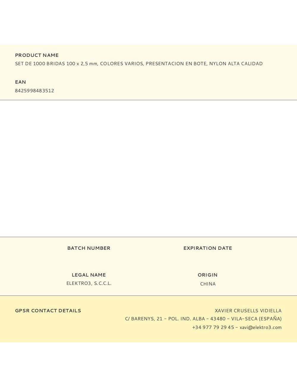 Set de 1000 bridas 100 x 2,5 mm, colores varios, presentacion en bote, nylon alta calidad