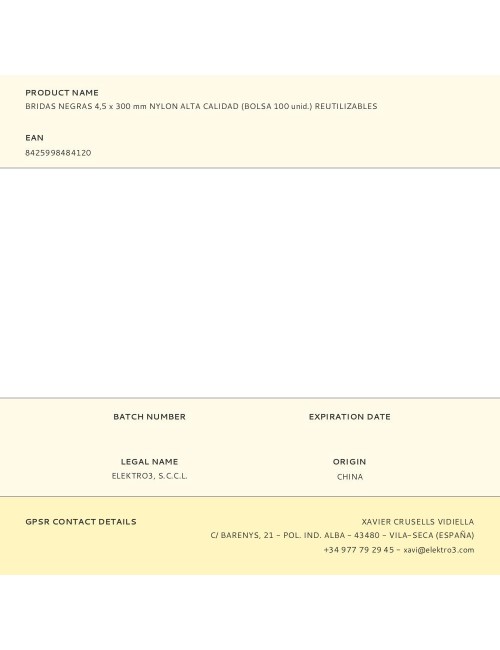 Bridas negras 4,5 x 300 mm nylon alta calidad (bolsa 100 unid.) reutilizables