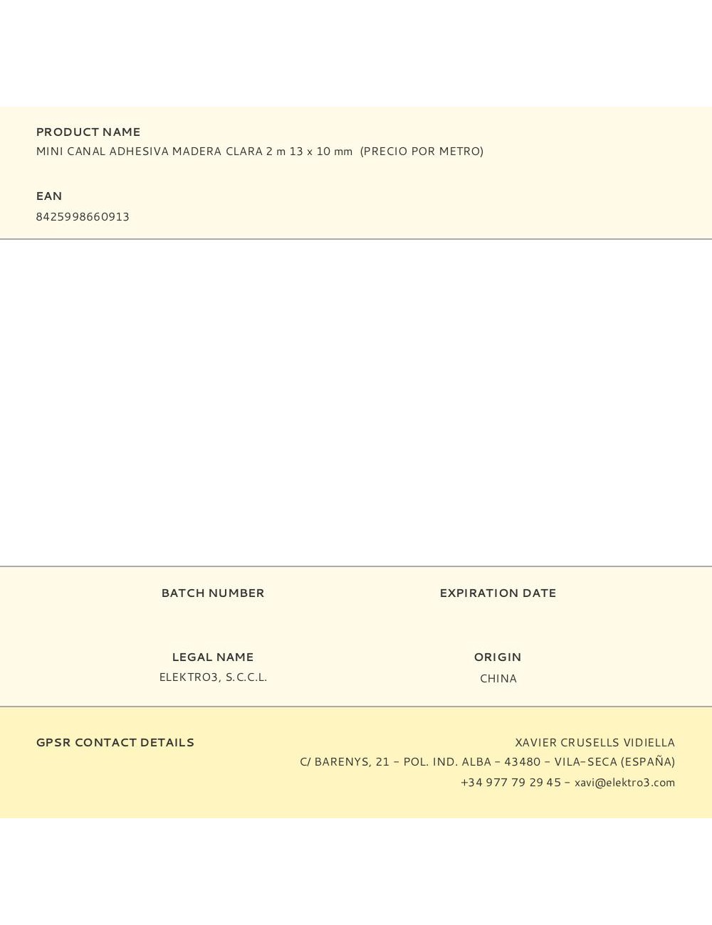 Mini canal adhesiva madera clara 2 m 13 x 10 mm (precio por metro)