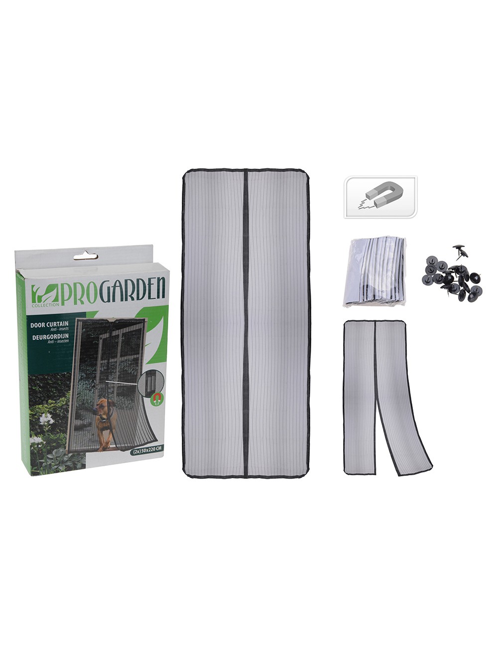 Mosquitera magnética negra 100 x 210 cm, 2 piezas 50 x 210 cm