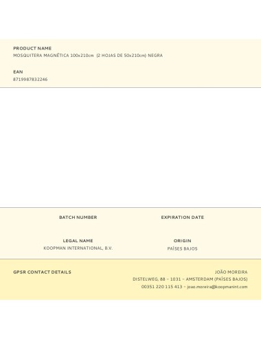 Mosquitera magnética negra 100 x 210 cm, 2 piezas 50 x 210 cm