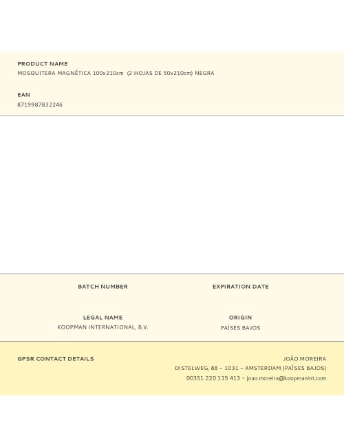 Mosquitera magnética negra 100 x 210 cm, 2 piezas 50 x 210 cm