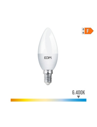 Bombilla vela led e14 7 w 600 lm 6400 k luz fria ø3,5 x 10,7 cm
