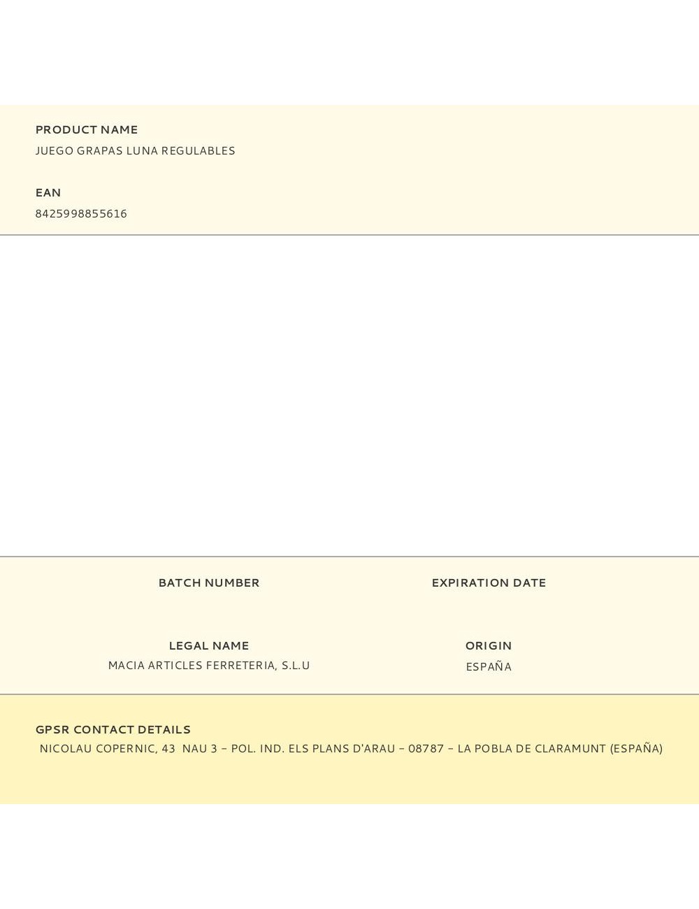 Juego grapas luna regulables