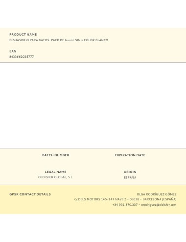 Disuasorio para gatos. pack de 6 unid. 50cm color blanco
