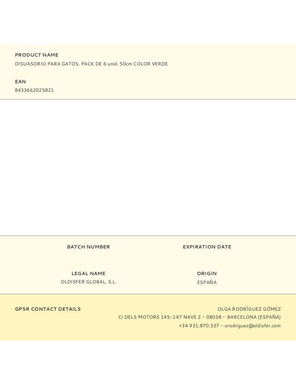 Disuasorio para gatos. pack de 6 unid. 50cm color verde