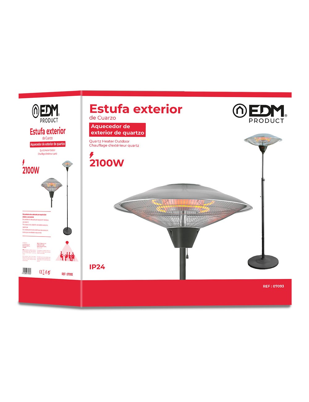 Estufa de cuarzo de exterior 2100 w con pie