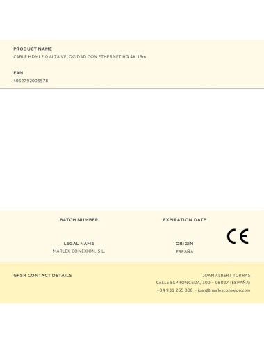 Cable hdmi 2.0 alta velocidad con ethernet hq 4k 15m