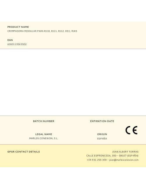 Crimpadora modular para rj10, rj11, rj12, dec, rj45