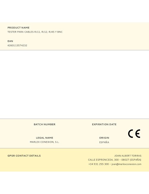 Tester para cables rj11, rj12, rj45 y bnc